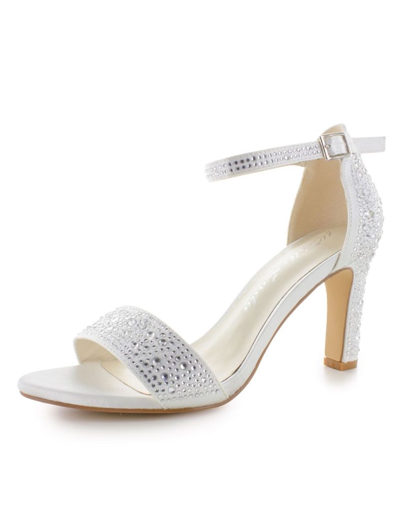 862 IVORY-ZIRKONIA SATIN-STRASS - BRAUT SANDALETTE