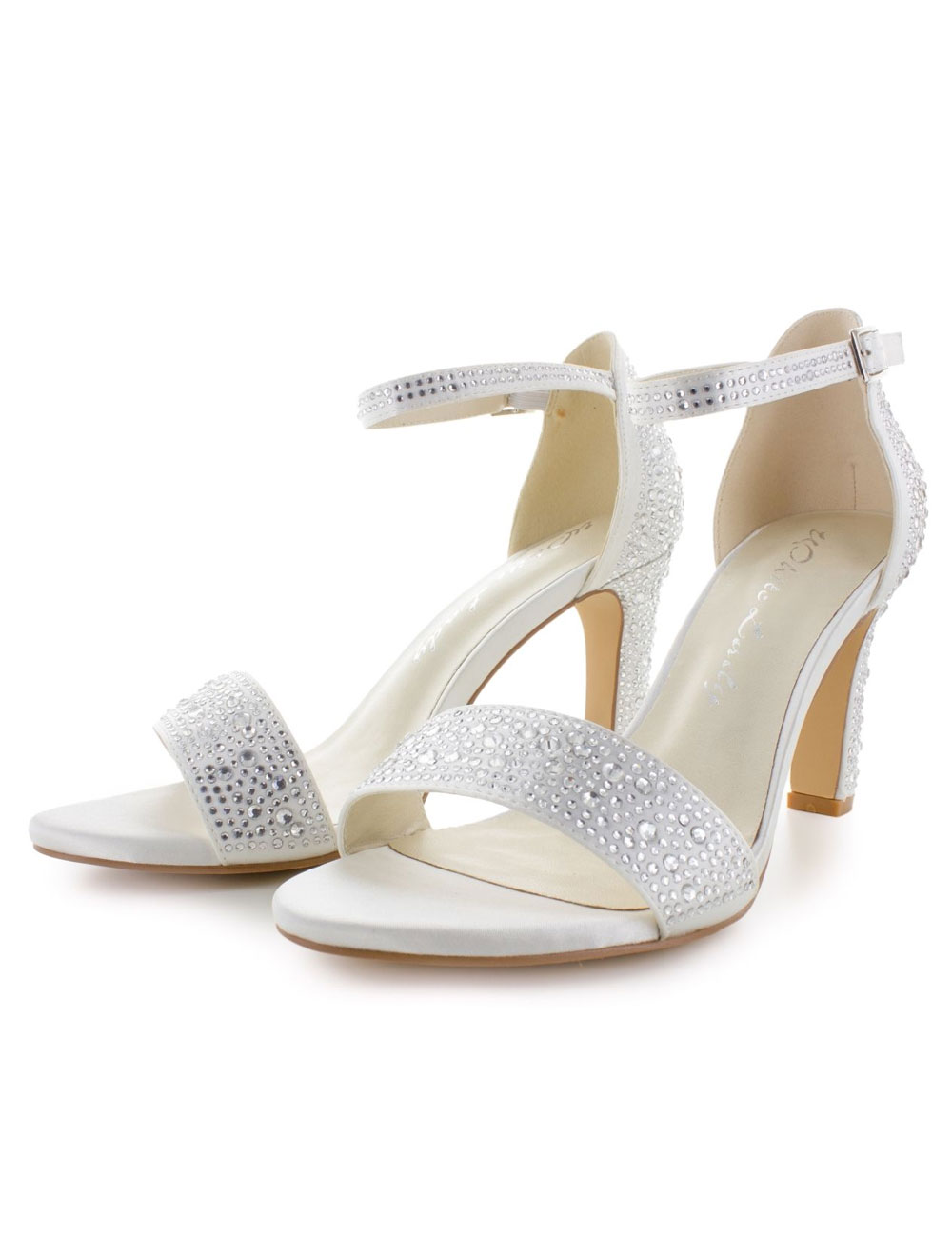 862 IVORY-ZIRKONIA SATIN-STRASS - BRAUT SANDALETTE – Bild 2
